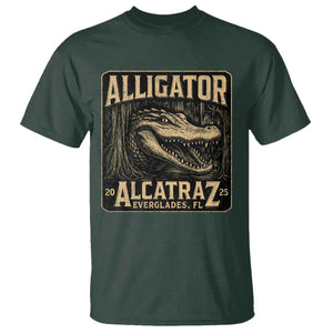 Funny Alligator Alcatraz T Shirt Florida Everglades Alligatraz Meme 2025 TS11 Dark Forest Green Print Your Wear