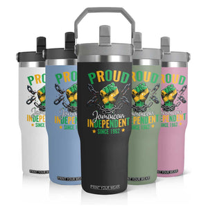 Jamaica Independence Day Flip Straw Tumbler Proud Jamaican Hand Fist Break The Chain TS11 Print Your Wear