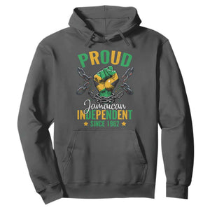 Jamaica Independence Day Hoodie Proud Jamaican Hand Fist Break The Chain TS11 Dark Heather Print Your Wear