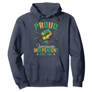 Jamaica Independence Day Hoodie Proud Jamaican Hand Fist Break The Chain TS11 Navy Print Your Wear