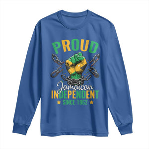 Jamaica Independence Day Long Sleeve Shirt Proud Jamaican Hand Fist Break The Chain TS11 Royal Blue Print Your Wear
