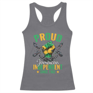 Jamaica Independence Day Racerback Tank Top Proud Jamaican Hand Fist Break The Chain TS11 Charcoal Print Your Wear