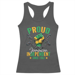 Jamaica Independence Day Racerback Tank Top Proud Jamaican Hand Fist Break The Chain TS11 Dark Heather Print Your Wear