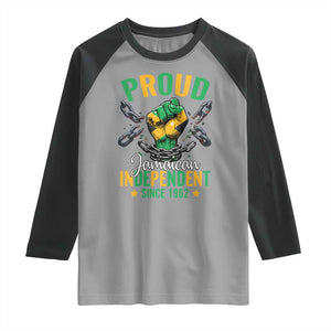 Jamaica Independence Day Raglan Shirt Proud Jamaican Hand Fist Break The Chain TS11 Sport Gray Black Print Your Wear