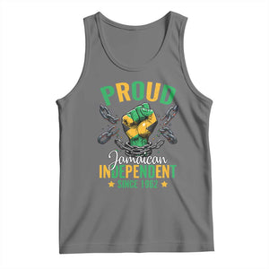 Jamaica Independence Day Tank Top Proud Jamaican Hand Fist Break The Chain TS11 Black Heather Print Your Wear