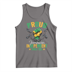 Jamaica Independence Day Tank Top Proud Jamaican Hand Fist Break The Chain TS11 Deep Heather Print Your Wear