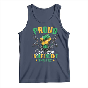 Jamaica Independence Day Tank Top Proud Jamaican Hand Fist Break The Chain TS11 Navy Print Your Wear