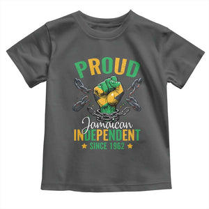 Jamaica Independence Day Toddler T Shirt Proud Jamaican Hand Fist Break The Chain TS11 Dark Heather Print Your Wear