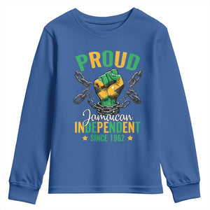 Jamaica Independence Day Youth Sweatshirt Proud Jamaican Hand Fist Break The Chain TS11 Royal Blue Print Your Wear