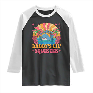 Funny Daddys Lil Squirter Raglan Shirt Inappropriate Adult Humor Squirting Whale TS11 Black White Print Your Wear