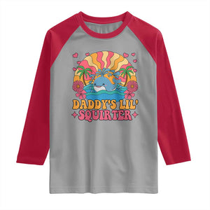 Funny Daddys Lil Squirter Raglan Shirt Inappropriate Adult Humor Squirting Whale TS11 Sport Gray Red Print Your Wear