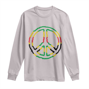 Rasta Jamaican Flag Peace Symbol Reggae Long Sleeve Shirt TS11 Ice Gray Print Your Wear