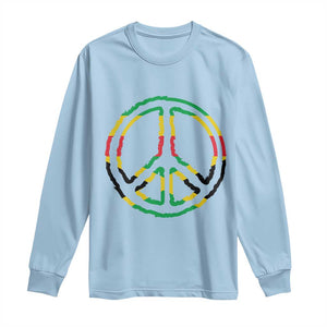 Rasta Jamaican Flag Peace Symbol Reggae Long Sleeve Shirt TS11 Light Blue Print Your Wear
