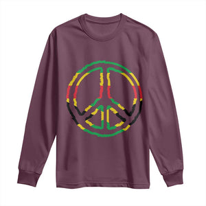 Rasta Jamaican Flag Peace Symbol Reggae Long Sleeve Shirt TS11 Maroon Print Your Wear