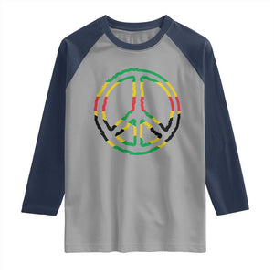 Rasta Jamaican Flag Peace Symbol Reggae Raglan Shirt TS11 Sport Gray Navy Print Your Wear