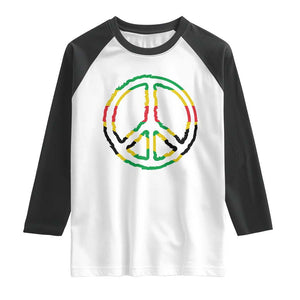 Rasta Jamaican Flag Peace Symbol Reggae Raglan Shirt TS11 White Black Print Your Wear