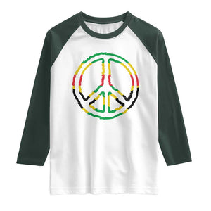 Rasta Jamaican Flag Peace Symbol Reggae Raglan Shirt TS11 White Dark Forest Green Print Your Wear
