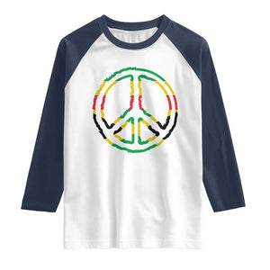 Rasta Jamaican Flag Peace Symbol Reggae Raglan Shirt TS11 White Navy Print Your Wear