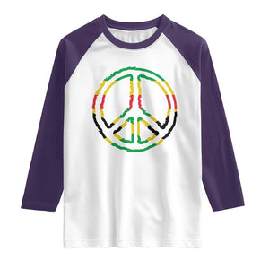 Rasta Jamaican Flag Peace Symbol Reggae Raglan Shirt TS11 White Purple Print Your Wear