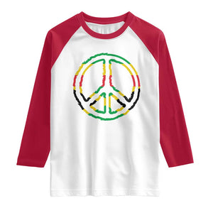 Rasta Jamaican Flag Peace Symbol Reggae Raglan Shirt TS11 White Red Print Your Wear