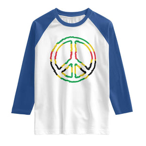 Rasta Jamaican Flag Peace Symbol Reggae Raglan Shirt TS11 White Royal Print Your Wear