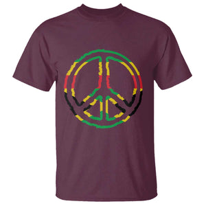 Rasta Jamaican Flag Peace Symbol Reggae T Shirt TS11 Maroon Print Your Wear
