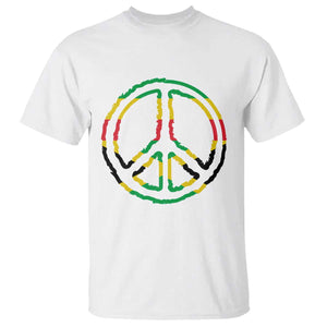 Rasta Jamaican Flag Peace Symbol Reggae T Shirt TS11 White Print Your Wear