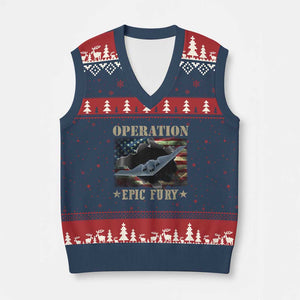 Operation Epic Fury V-Neck Knit Sweater Vest Military Bomber Jet American Flag TS11 Navy Red Print Your Wear