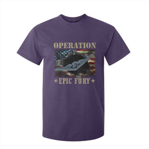 Operation Epic Fury T Shirt For Kid Military Bomber Jet American Flag TS11 Purple Print Your Wear