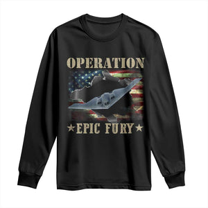 Operation Epic Fury Long Sleeve Shirt Military Bomber Jet American Flag TS11 Black Print Your Wear