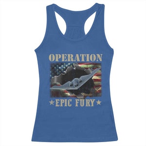 Operation Epic Fury Racerback Tank Top Military Bomber Jet American Flag TS11 Royal Blue Print Your Wear