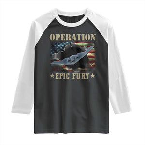 Operation Epic Fury Raglan Shirt Military Bomber Jet American Flag TS11 Black White Print Your Wear