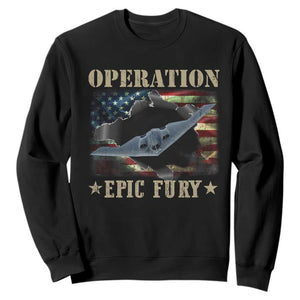 Operation Epic Fury Sweatshirt Military Bomber Jet American Flag TS11 Black Print Your Wear