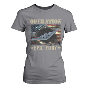 Operation Epic Fury T Shirt For Women Military Bomber Jet American Flag TS11 Charcoal Print Your Wear