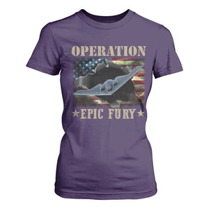 Operation Epic Fury T Shirt For Women Military Bomber Jet American Flag TS11 Purple Print Your Wear