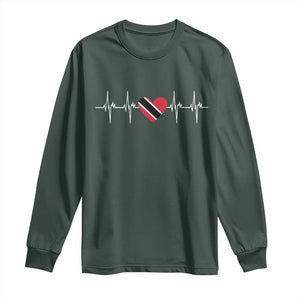 Trinidad And Tobago Heartbeat Trinidadian Flag Long Sleeve Shirt TS11 Dark Forest Green Print Your Wear