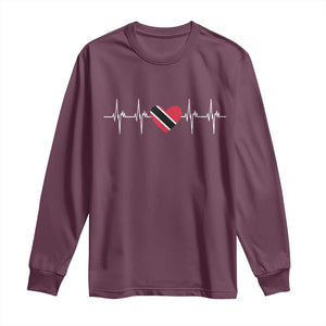 Trinidad And Tobago Heartbeat Trinidadian Flag Long Sleeve Shirt TS11 Maroon Print Your Wear