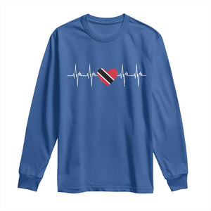 Trinidad And Tobago Heartbeat Trinidadian Flag Long Sleeve Shirt TS11 Royal Blue Print Your Wear