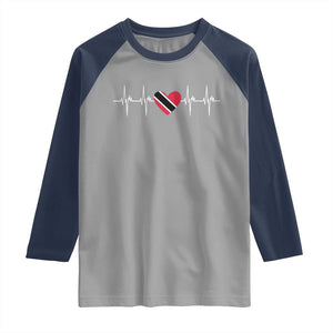 Trinidad And Tobago Heartbeat Trinidadian Flag Raglan Shirt TS11 Sport Gray Navy Print Your Wear