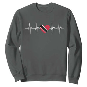 Trinidad And Tobago Heartbeat Trinidadian Flag Sweatshirt TS11 Dark Heather Print Your Wear