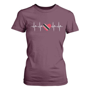 Trinidad And Tobago Heartbeat Trinidadian Flag T Shirt For Women TS11 Maroon Print Your Wear