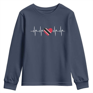 Trinidad And Tobago Heartbeat Trinidadian Flag Youth Sweatshirt TS11 Navy Print Your Wear