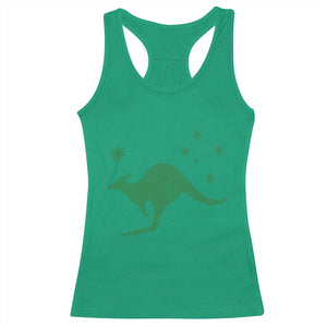 Australia Kangaroo with Federation Star Aussie Roots Racerback Tank Top TS11 Irish Green Print Your Wear