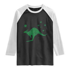 Australia Kangaroo with Federation Star Aussie Roots Raglan Shirt TS11 Black White Print Your Wear