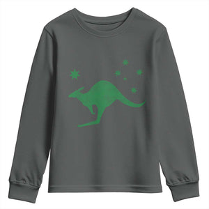 Australia Kangaroo with Federation Star Aussie Roots Youth Sweatshirt TS11 Dark Heather Print Your Wear