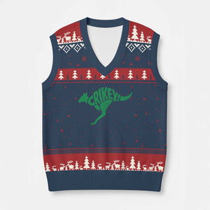 Crikey Australian Kangaroo Oz Slang Australia V-Neck Knit Sweater Vest TS11 Navy Red Print Your Wear