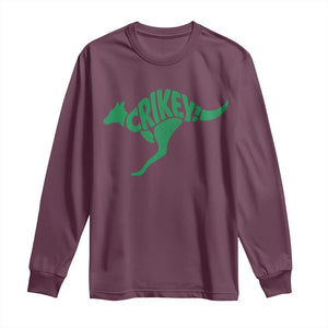 Crikey Australian Kangaroo Oz Slang Australia Long Sleeve Shirt TS11 Maroon Print Your Wear