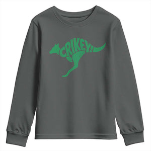 Crikey Australian Kangaroo Oz Slang Australia Youth Sweatshirt TS11 Dark Heather Print Your Wear
