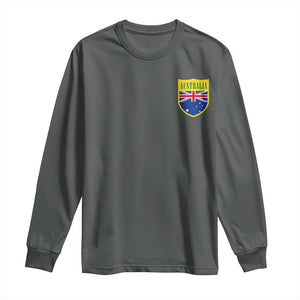 Australia Football Crest Australian Flag Pride Sporty Athletic Jersey Long Sleeve Shirt TS11 Dark Heather Print Your Wear