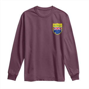 Australia Football Crest Australian Flag Pride Sporty Athletic Jersey Long Sleeve Shirt TS11 Maroon Print Your Wear